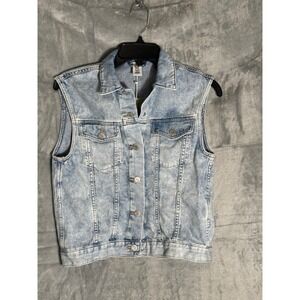 HM Denim Vest Womens 10 Light Wash Blue Cotton Sleeveless Trucker Jacket NEW